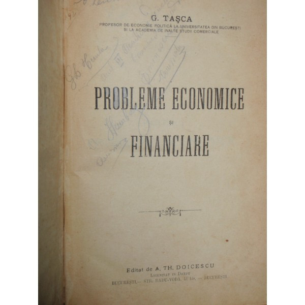 PROBLEME ECONOMICE SI FINANCIARE - G. TASCA