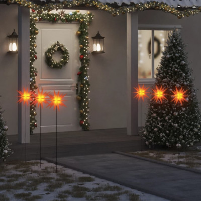 vidaXL Lumini de Crăciun cu LED/țăruș, 3 buc., roșu, 35 cm, pliabil foto