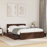 Cumpara ieftin Cadru de pat cu tăblie, stejar maro, 120x200 cm, lemn prelucrat
