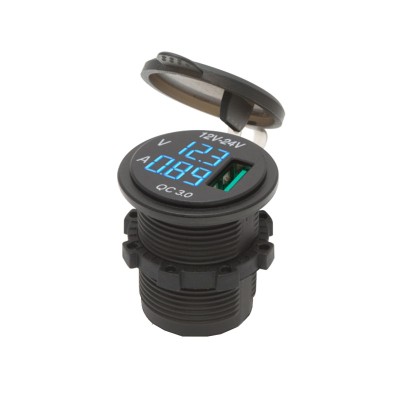 Adaptor priza bricheta auto MNC, 12/24 V, USB, afisaj LED foto