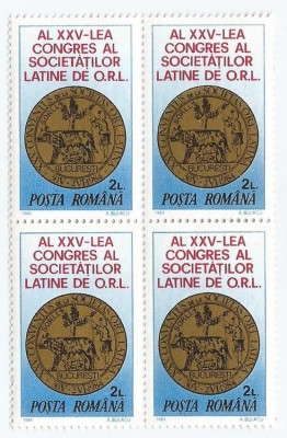 |Romania, LP 1102/1984, Al 23-lea Congres al Soc. Latine de O.R.L., bloc 4, MNH foto