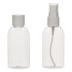 Set Sticle Călătorie, Transparente, 60ml, 2 Bucăți, Capac Alb, Plastic