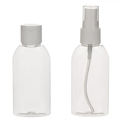 Set Sticle Călătorie, Transparente, 60ml, 2 Bucăți, Capac Alb, Plastic foto