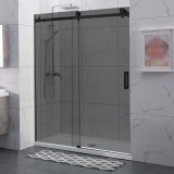 Usa culisanta pentru cabina dus, sticla, West UC125WST01, sticla fumurie, profil negru, 125-145 x 200 cm
