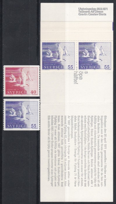 Suedia 1971 - Păsări, Serie + Carnet, MNH