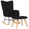VidaXL Scaun balansoar cu taburet, negru, textil