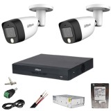 Sistem supraveghere Dahua 2 camere 5MP Dual Light IR 20m WL 20m DVR 4 canale cu accesorii si HDD 500 GB incluse SafetyGuard Surveillance