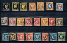 Romania 1867-1870 - Lot mare timbre clasice, CU DEFECTE foto