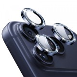 Folie de protectie Camera Spate ESR Glitter Diamond Armorite pentru Apple iPhone 17 Pro Max / 17 Pro, Sticla Securizata, Full Glue, Albastra Inchis