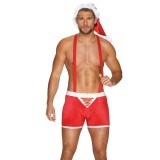 Obsessive Mr Claus XXL &ndash; Str&oacute;j Świąteczny Męski z Czapką i Szelkami, Rosu, XL/XXL