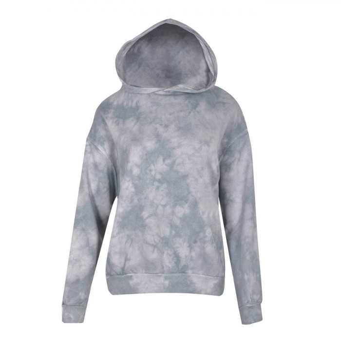 Hanorac Dama, Gri Tie Dye, Gluga, Captuseala Fleece, One Size
