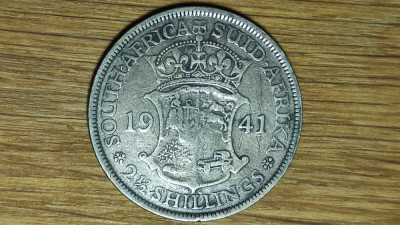 Africa de sud -raritate argint 800- 2 1/2 shillings = half crown 1941 -George VI foto