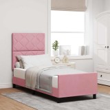 Cumpara ieftin Pat cu arcuri cu headboard Roz 80 x 200 cm Catifea