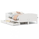 Cumpara ieftin Cadru de pat fara saltea, alb, 150x200 cm, lemn masiv pin