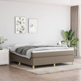 Pat box spring cu saltea, gri taupe, 160x200 cm material textil GartenMobel Dekor, vidaXL