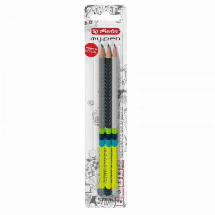 Creion My.pen Grafit H, Hb, B Diverse Combinatii De Culori Set3