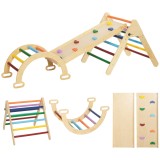 AIYAPLAY Set de Cățărat pentru Copii 5 &icirc;n 1 cu Triunghi, Arcadă și Rampă, Perfect pentru Copii, 178x64,5x63 cm, Multicolor | Aosom Romania