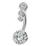 Pierce pentru buric din inox cu strasuri