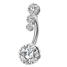 Pierce pentru buric din inox cu strasuri