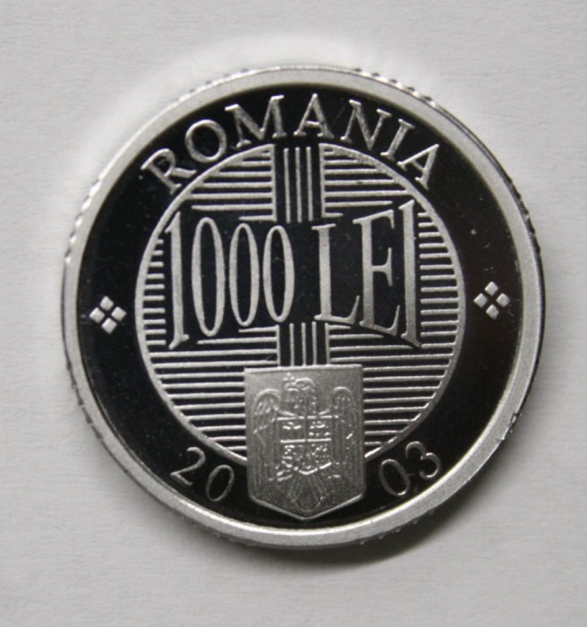 1000 LEI 2003 . PROOF . DIN SET DE MONETARIE 2003 .