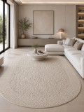 Cumpara ieftin Covor Oval Itea 42005-116, Marime 60 x 110 cm, Bej, Inaltime Fir 10 mm, Antialergic, Polipropilena, Living, Dormitor