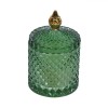 Lum&acirc;nare Decorativă, Model Romburi, Sticlă Verde, Capac Auriu, 28 Ore, Oem