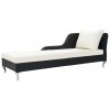 VidaXL Șezlong de plajă cu pernă, negru, poliratan 44749