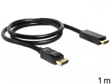 Cablu DisplayPort la HDMI Pasiv T-T ecranat 1m Negru, Delock 82586