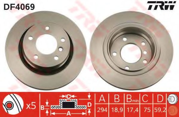 Disc frana BMW Seria 3 Cabriolet (E46) (2000 - 2007) TRW DF4069