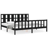 Cumpara ieftin Cadru pat cu tablie 200x200 cm, negru, lemn masiv
