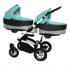 Carucior 3 in 1 pentru gemeni BabyActive Twinni CGBA-1V-1, Turcoaz foto