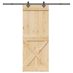 vidaXL Ușă glisantă cu set feronerie, 90x210 cm, lemn masiv de pin 3332781