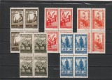 ROMANIA 1946 LP 204 LP 205 FDFR BLOCURI DE 4 SI COLITA MNH NESTAMPILATE, Nestampilat