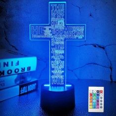 Crucea Domnului Isus Lumina de noapte 3D Cre?tina Binecuvantata Fecioara Maria Lampa de decorare pentru ziua de Pa?te Ziua de Craciun - 16 culori care foto