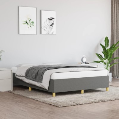 vidaXL Cadru de pat fără saltea, gri &amp;icirc;nchis, 140x190 cm, textil 347158 foto