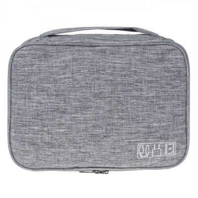 Husă Organizare Accesorii Electronice, 2 Nivele, Poliester, Gri, 27x20x9cm foto