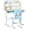 Birou Copii cu Scaun ART, Inaltime Reglabila, 3-12 Ani, MDF+Otel, Albastru, Raft+Sertar, 80x52x109 cm