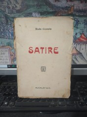 Radu Cosmin, Satire, ediția II, Lui Eminescu, Alcalay &amp; Co., ștampilă de librărie Librăria Școalelor M.I. Theodorescu, Buzău, București f.a., 108