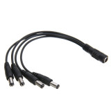 Cablu spliter mufa 12V DC 5.5x2.1mm, Active, 1 mama la 4 tata, splitter/ multiplicator alimentare camere supraveghere cctv, 20cm, negru, Adaptor