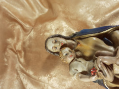 Statuete policrome Iisus si Maria cu prunc, colectie, vintage foto