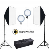 Cumpara ieftin Kit foto studio,2 lumini softbox,cu 2 panouri 168 LED,45W + geanta transport