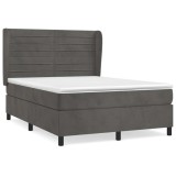 Cumpara ieftin Pat box spring cu saltea, gri inchis, 140x200 cm, catifea