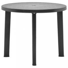 vidaXL Masă de grădină, antracit, 89 cm, plastic