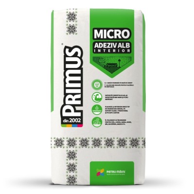 Adeziv gresie si faianta Primus Microgranular, alb, pentru interior, 25 kg foto