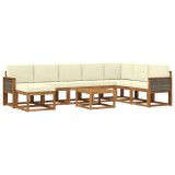 vidaXL Set de canapele de exterior cu pernă 9 pcs Natural și Crem 3385466