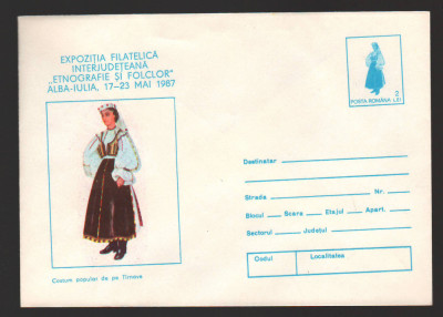 CPIB16904 INTREG POSTAL - EXPO FILATELICA ALBA IULIA 1987 COSTUM POPULAR TARNAVE foto