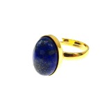 Inel argint reglabil placat cu aur cu lapis lazuli 14x10 MM