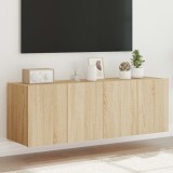 vidaXL Comodă TV de perete cu LED, 2 buc. stejar sonoma, 60x35x41 cm