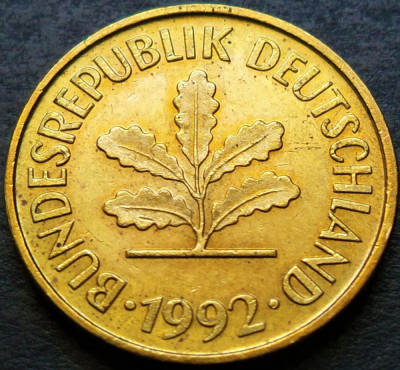 Moneda 5 PFENNIG - GERMANIA, anul 1992 *cod 2843 - litera F foto