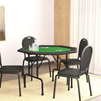 vidaXL Masă de poker pliabilă, 8 jucători, verde, 108x108x75 cm foto